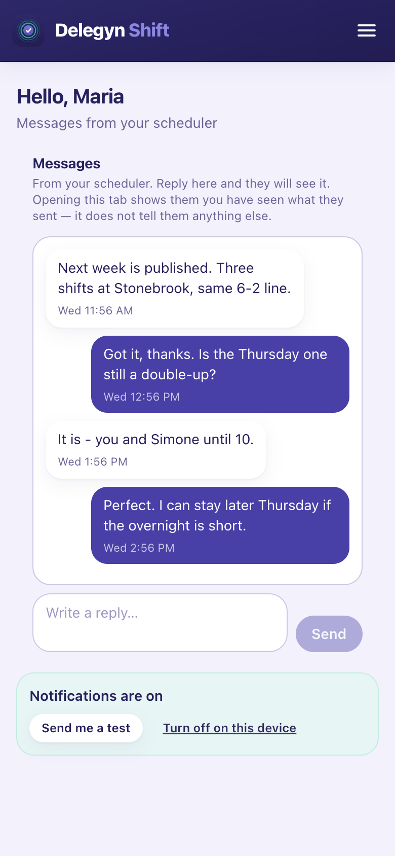 Messages on a phone: The inbox is the record, whether or not a notification reached the phone.